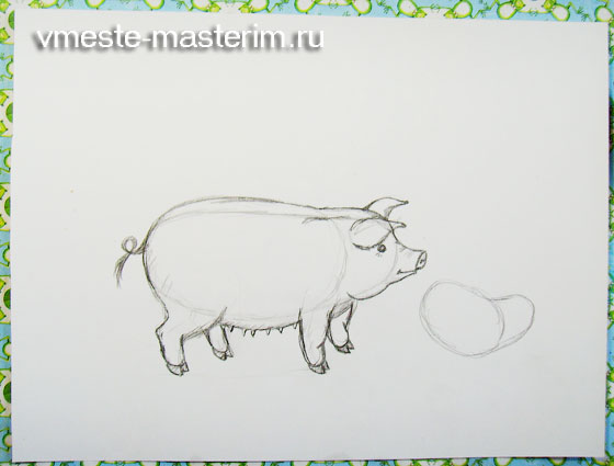 Как нарисовать свинью поэтапно карандашом (мастер-класс)