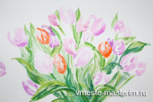 Как нарисовать красивые цветы тюльпаны (букет) поэтапно красками